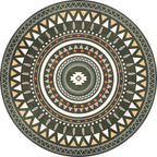 Vintage concentrated circles pattern rug blue and green tribal rug polyester washable with anti-slip backing rug for living room