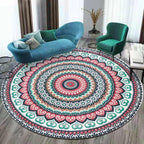 Red and green southwestern carpet polyester concentric circles pattern carpet washable non-slip backing carpet for living room
