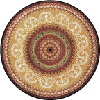 Vintage concentrated circles pattern rug with flowers yellow tribal rug polyester washable non-slip backing rug for the living room