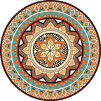 Traditional concentric circle patterned rug with floral orange tribal rug made of polyester washable non-slip backing rug for the living room