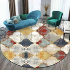 Persian Azulejo Pattern Rug Red and White Polyester Rug Machine Washable Nonslip Rug for the Bedroom
