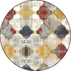 Persian Azulejo Pattern Rug Red and White Polyester Rug Machine Washable Nonslip Rug for the Bedroom