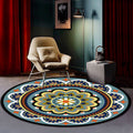 Classic floral pattern carpet blue tribal carpet polyester washable non-slip backing carpet for the living room