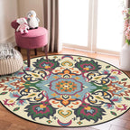 Persian flower pattern rug yellow and green polyester rug machine washable non-slip rug for the bedroom