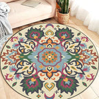 Persian flower pattern rug yellow and green polyester rug machine washable non-slip rug for the bedroom