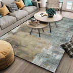 Casual Modern Rug in Green and Brown Abstract Cement Pattern Rug Polyester Washable Non-Slip Rug for Home Decor