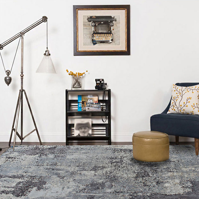 Scandinavian Modern Carpet in Gray Abstract Cement Pattern Carpet Polyester Washable Non-Slip Rug for Home Decoration