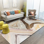 Ivory and brown bedroom rug Modern abstract stone pattern area rug Polyester pet-friendly washable rug