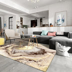 Brown bedroom rug Modern abstract stone-sand pattern area rug Polyester machine washable rug