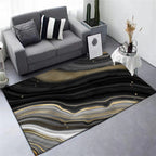 New Modern Carpet in Black and Gold Abstract Stone Vein Pattern Carpet Polyester Washable Carpet for Home Decoration