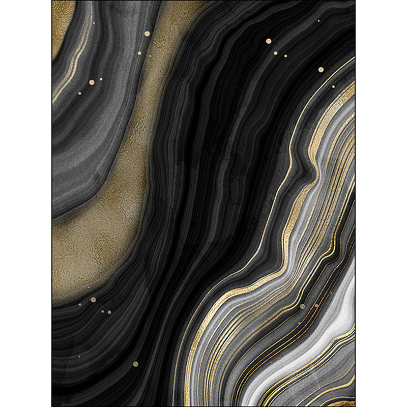 New Modern Carpet in Black and Gold Abstract Stone Vein Pattern Carpet Polyester Washable Carpet for Home Decoration