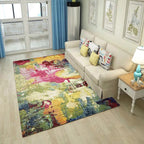 Colorful Bedroom Rug Modern Abstract Watercolor Pattern Rug Polyester Machine Washable Rug