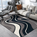 Black and gray bedroom rug modern abstract swirl line pattern rug washable polyester pet-friendly rug