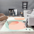 Novelty Living Room Rug in Orange and Green Color Block Triangle Print Rug Polyester Washable Area Rug
