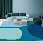 Blue Bedroom Rug Novelty Color Box Pattern Rug Polyester Machine Washable Rug