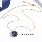 Double Sided Four Leaf Clovers Heart Crystal Necklace