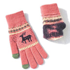 Elk Snowflake Printed Knitted Touchscreen Glove