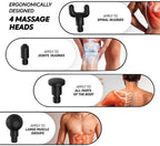 Deep Tissue Massage Gun, Muscle Massager with 4 Massage Heads