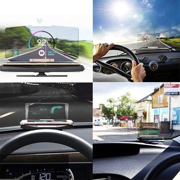 Wireless Head-Up Display for Navigation and Car Stats with Auto-Adjusting Sensor