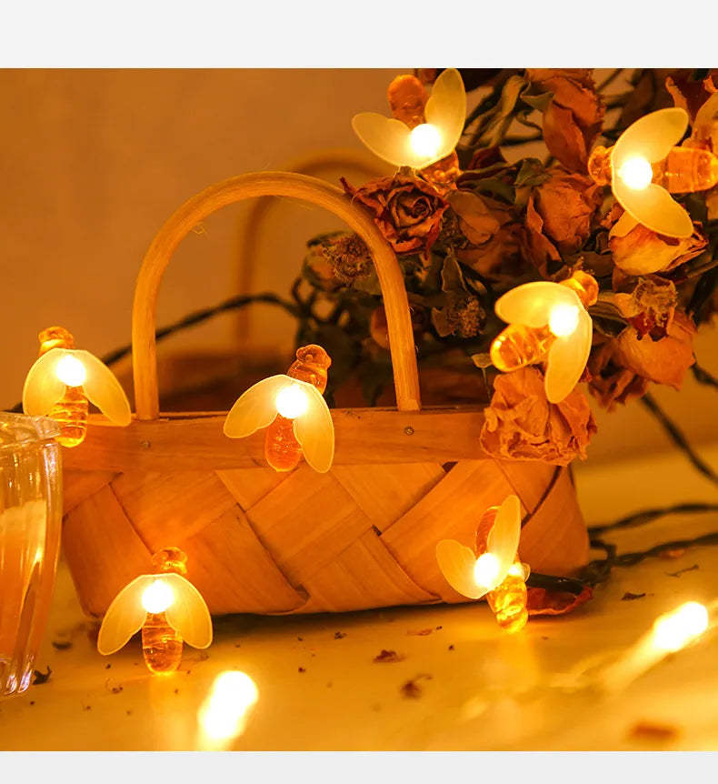 Solar String Lights Bee – LED Decorative Lights for Garden & Terrace, Outdoor Lighting with Bee Design