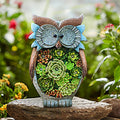 Solar Lantern Owl with LED – Decorative Garden Light with Succulents for Terrace & Garden