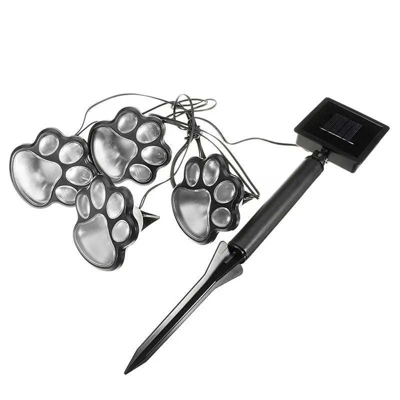 Solar lamp in paw print design – LED garden lighting in multicolor for outdoor use