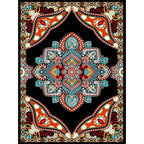 Mediterranean Moroccan carpet in red and black medallion floral pattern carpet polyester non-slip flooring for living room decoration