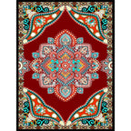Mediterranean Moroccan carpet in red and black medallion floral pattern carpet polyester non-slip flooring for living room decoration