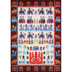 Black Multicolor Sou'wester Carpet Polyester Tribal Character and Animal Pattern Carpet Washable Non-Slip Back Carpet for Living Room