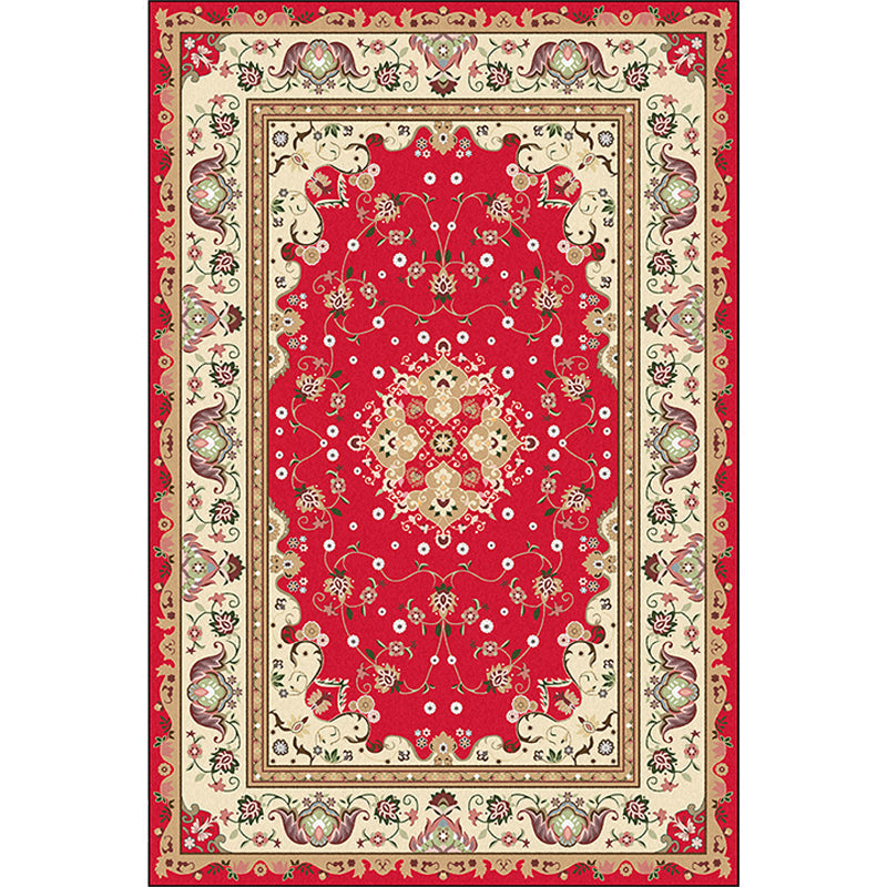 Multicolored bedroom rug Moroccan medallion floral pattern rug made of polyester pet-friendly rug