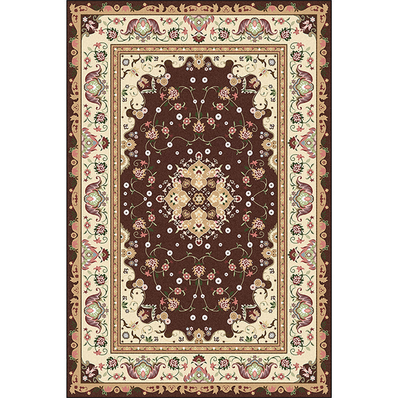 Multicolored bedroom rug Moroccan medallion floral pattern rug made of polyester pet-friendly rug