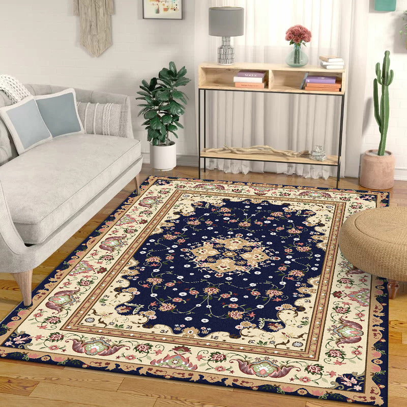 Multicolored bedroom rug Moroccan medallion floral pattern rug made of polyester pet-friendly rug