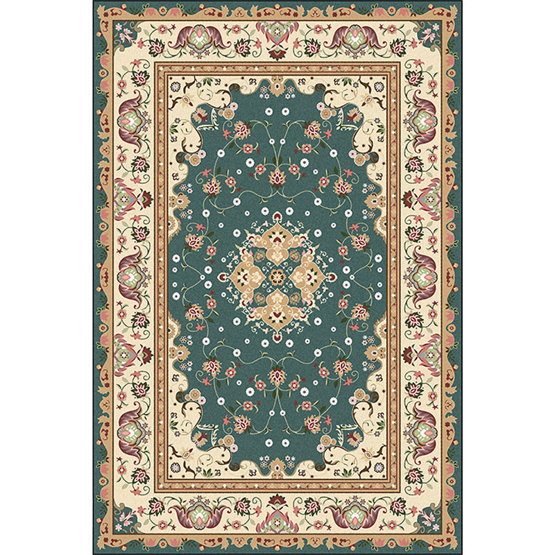 Multicolored bedroom rug Moroccan medallion floral pattern rug made of polyester pet-friendly rug