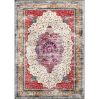 Red Bedroom Carpet Moroccan Medallion Floral Dot Pattern Carpet Polyester Pet-Friendly Carpet