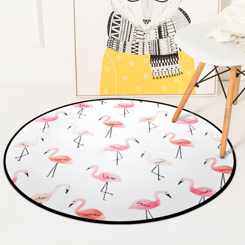 Stylish children's rug in white and blue animal flamingo bear lion pattern rug polyester washable rug for the children's room