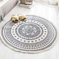 White Southwestern Carpet Linen Floral and Concentrated Circles Pattern Carpet Washable Carpet for Living Room