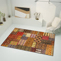 Retro ethnic pattern rug Brown polyester rug machine washable non-slip backing area rug for living room