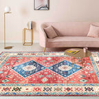 Classic tribal pattern carpet light red southwest carpet polyester machine washable non-slip back carpet for bedroom