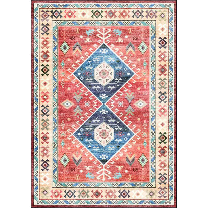Classic tribal pattern carpet light red southwest carpet polyester machine washable non-slip back carpet for bedroom