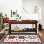 Classic Tribal Pattern Rug Brown and Beige Southwestern Rug Polyester Machine Washable Non-Slip Back Rug for Bedroom