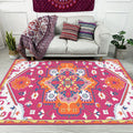 Colorful bedroom rug Moroccan medallion floral pattern rug polyester anti-slip stain-resistant rug