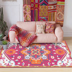 Colorful bedroom rug Moroccan medallion floral pattern rug polyester anti-slip stain-resistant rug