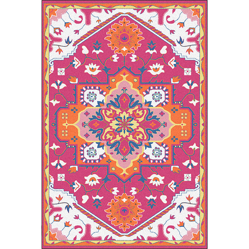 Colorful bedroom rug Moroccan medallion floral pattern rug polyester anti-slip stain-resistant rug