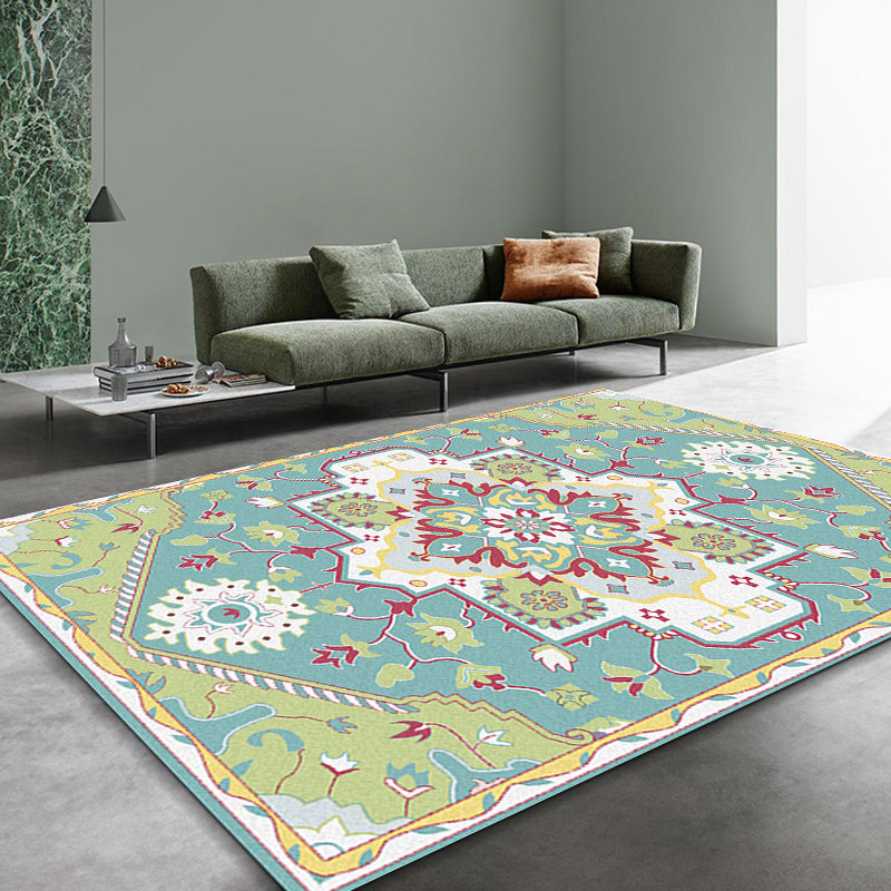 Colorful bedroom rug Moroccan medallion floral pattern rug polyester anti-slip stain-resistant rug