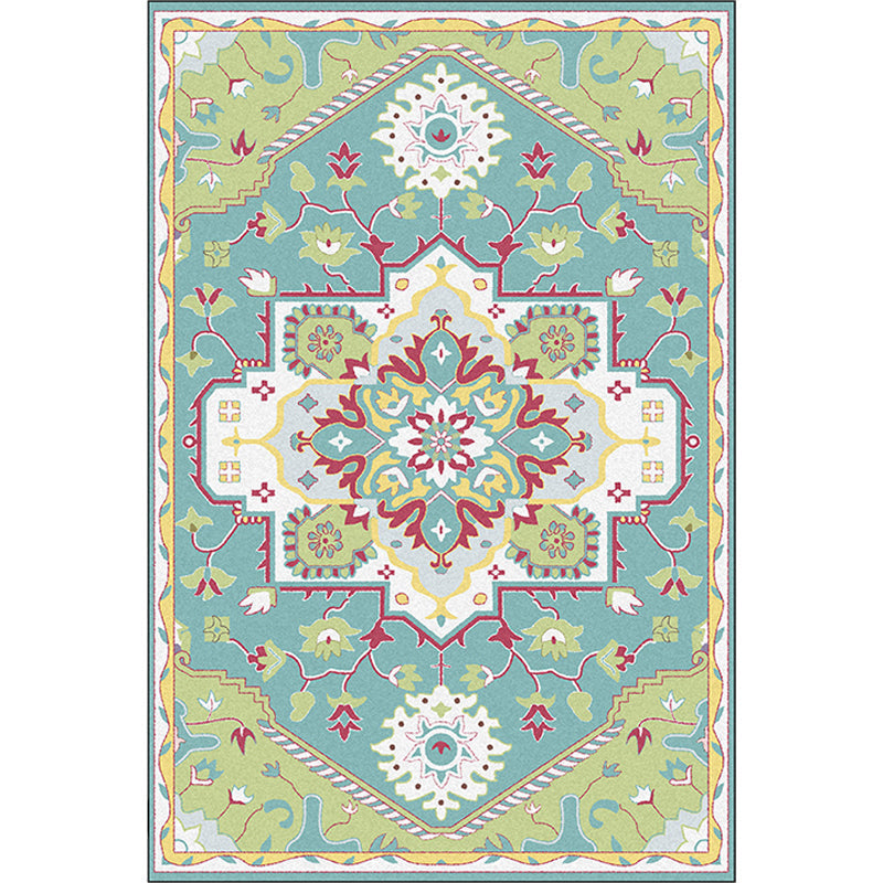 Colorful bedroom rug Moroccan medallion floral pattern rug polyester anti-slip stain-resistant rug
