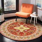 Red Moroccan Carpet Polyester Medallion Print Carpet washable non-slip backing Carpet for Living Room