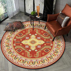 Red Moroccan Carpet Polyester Medallion Print Carpet washable non-slip backing Carpet for Living Room