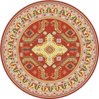 Red Moroccan Carpet Polyester Medallion Printed Rug Washable Non-Slip Back Rug for the Living Room