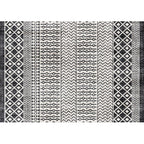 Southwestern Living Room Rug in Gray Geometric Stripes Diamond Print Rug Polyester Machine Washable Area Rug