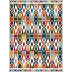 Southwest Living Room Carpet Colorful Geometric Diamond Print Carpet Polyester Machine Washable Area Rug